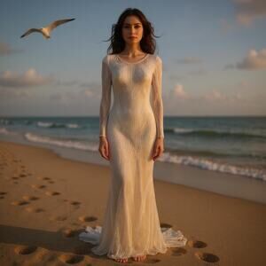 Herve Leger SS16 Runway Dress S NWT Cream Mesh Gown Open Back RARE Resort